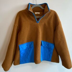 Madewell Fleece Pullover with Blue Accents